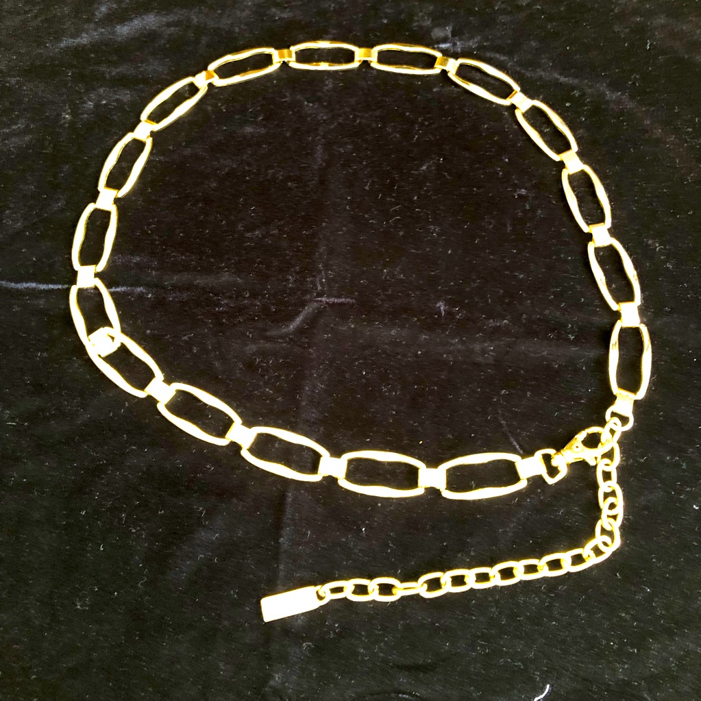 Euc Gold Tone Chain Link Lobster Clasp Belt Flat Links 44